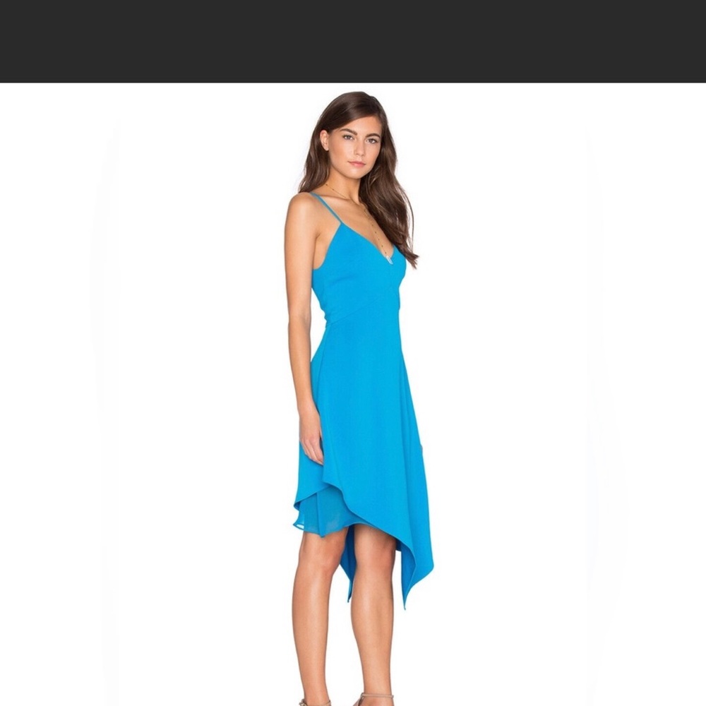 Alice & Olivia blue asymmetrical cocktail dress